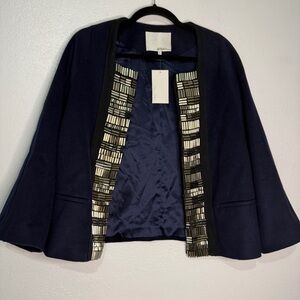 Phillip Lim Elegant Navy Blue Women's Jacket w/silver bar embellishment. Sz 6.